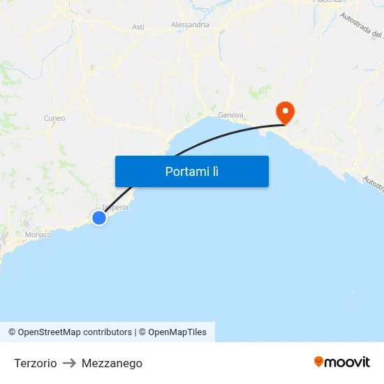 Terzorio to Mezzanego map