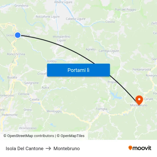 Isola Del Cantone to Montebruno map