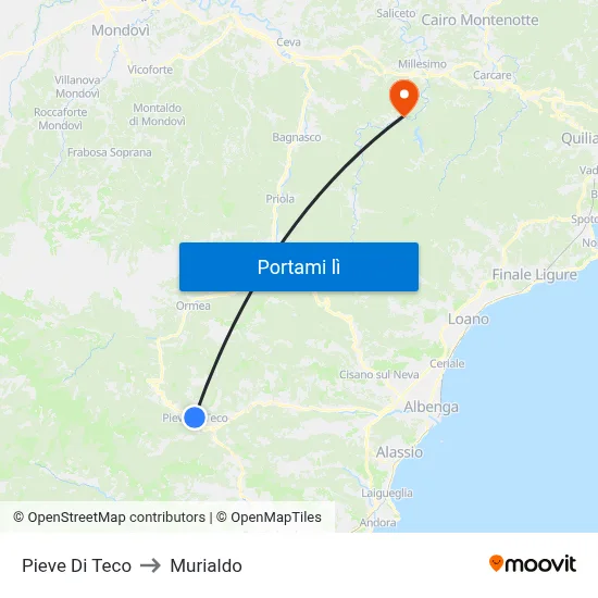 Pieve Di Teco to Murialdo map