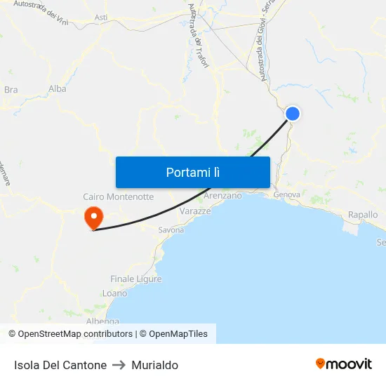 Isola Del Cantone to Murialdo map