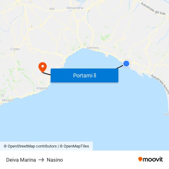 Deiva Marina to Nasino map