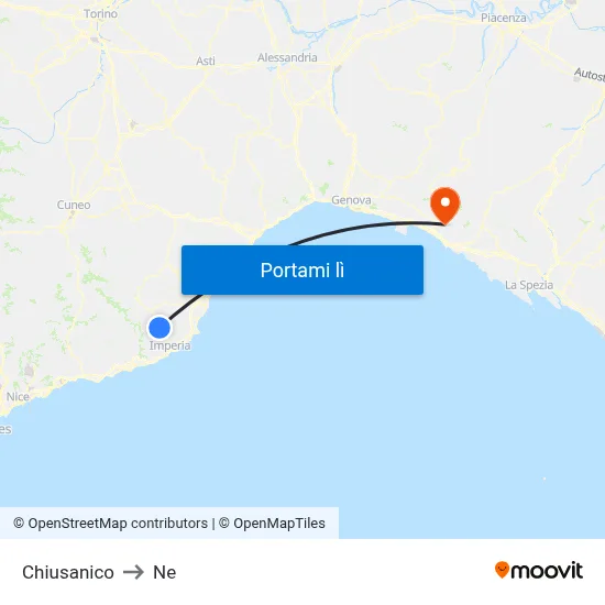 Chiusanico to Ne map