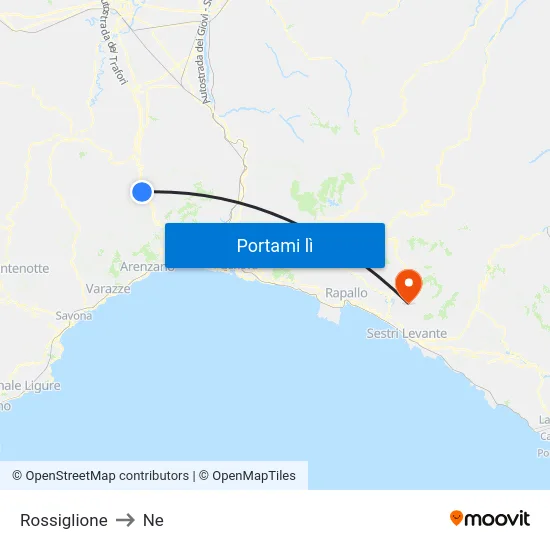 Rossiglione to Ne map