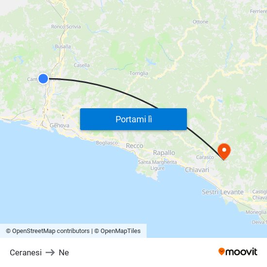 Ceranesi to Ne map