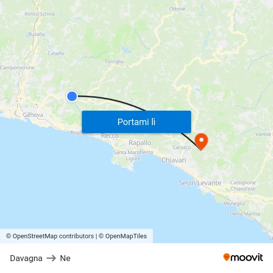 Davagna to Ne map