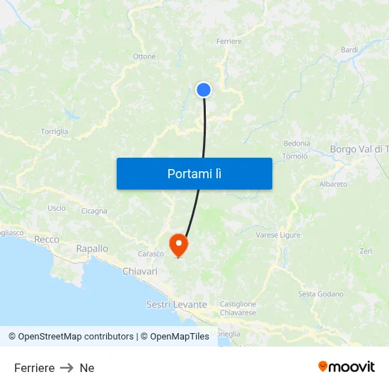 Ferriere to Ne map