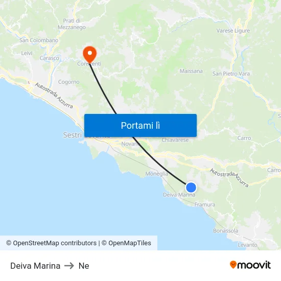 Deiva Marina to Ne map