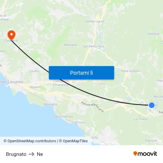 Brugnato to Ne map