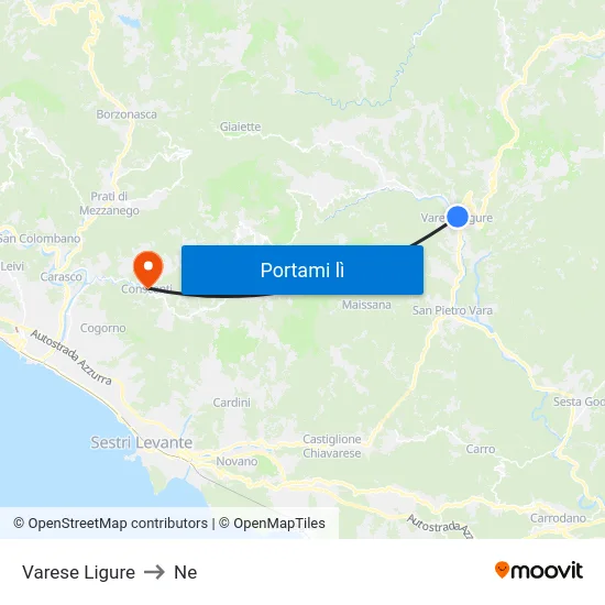 Varese Ligure to Ne map