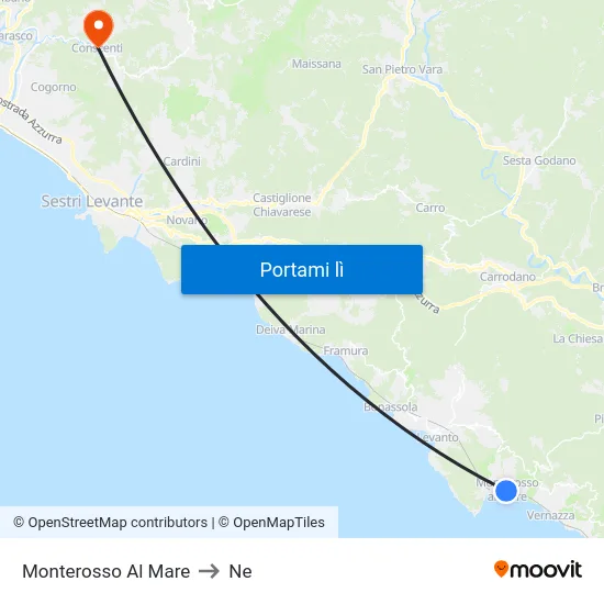 Monterosso Al Mare to Ne map