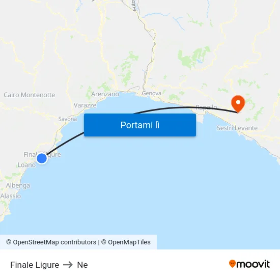 Finale Ligure to Ne map