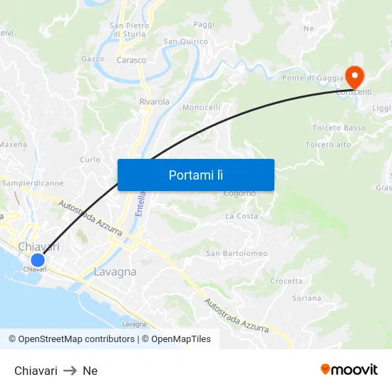 Chiavari to Ne map