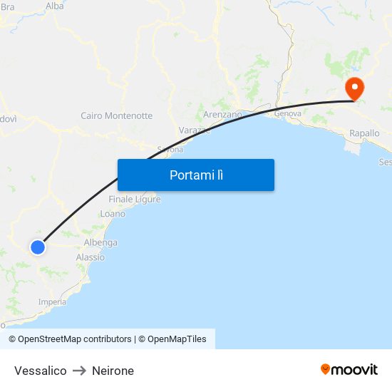Vessalico to Neirone map