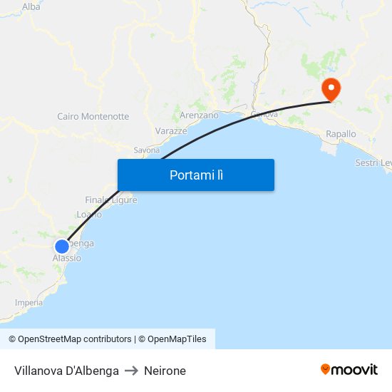 Villanova D'Albenga to Neirone map