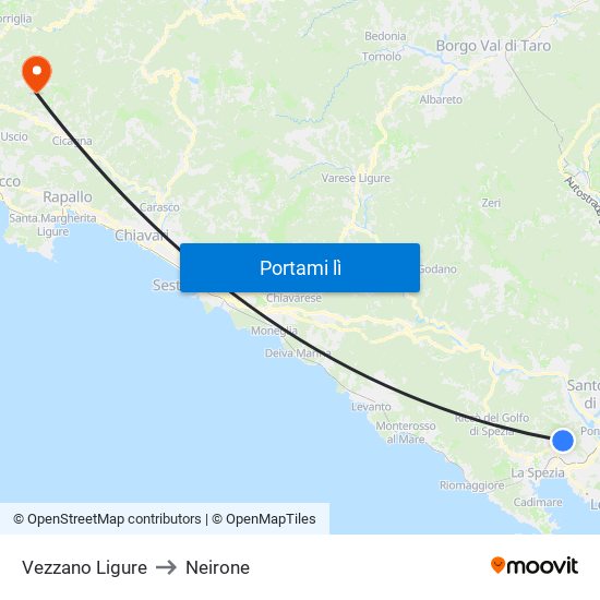 Vezzano Ligure to Neirone map