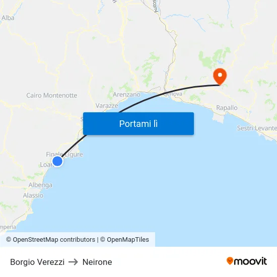 Borgio Verezzi to Neirone map