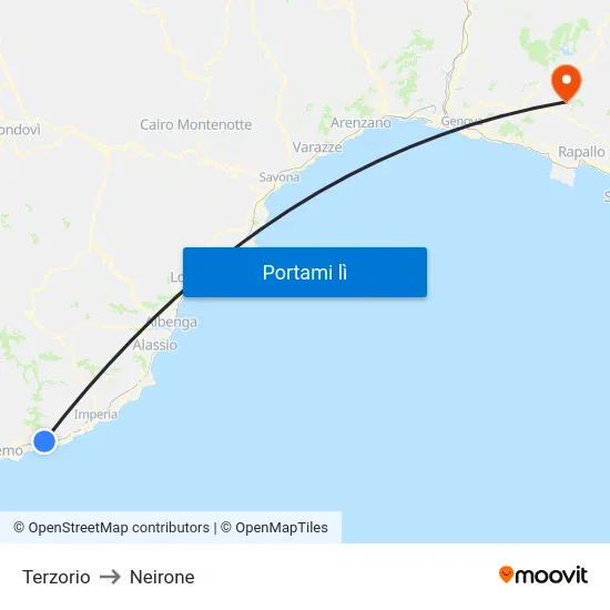 Terzorio to Neirone map