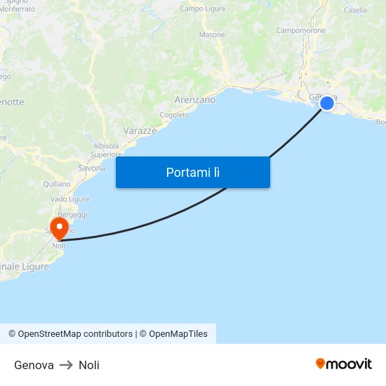 Genova to Noli map