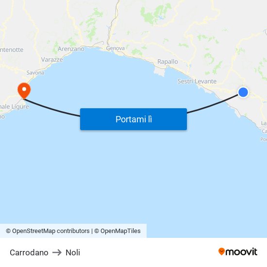 Carrodano to Noli map