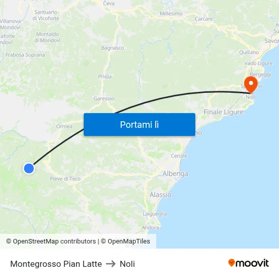 Montegrosso Pian Latte to Noli map