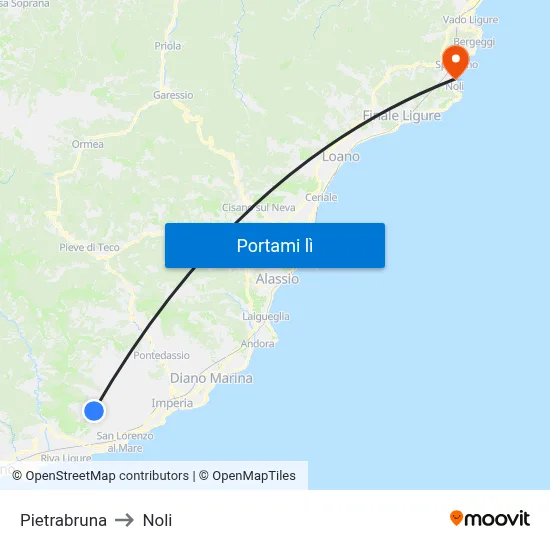Pietrabruna to Noli map