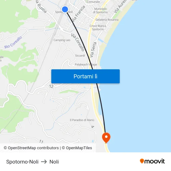 Spotorno-Noli to Noli map
