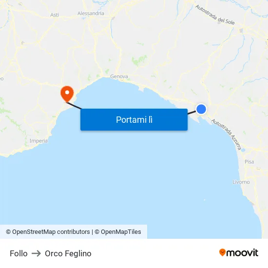 Follo to Orco Feglino map
