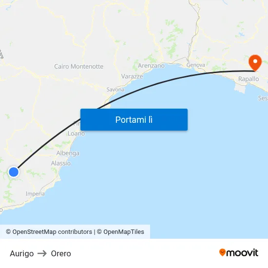 Aurigo to Orero map