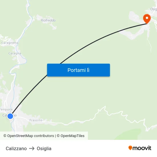 Calizzano to Osiglia map