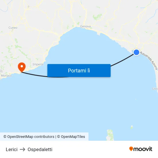 Lerici to Ospedaletti map