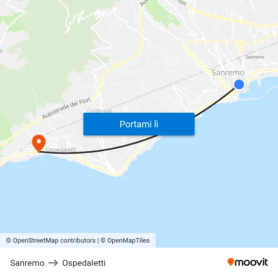 Sanremo to Ospedaletti map