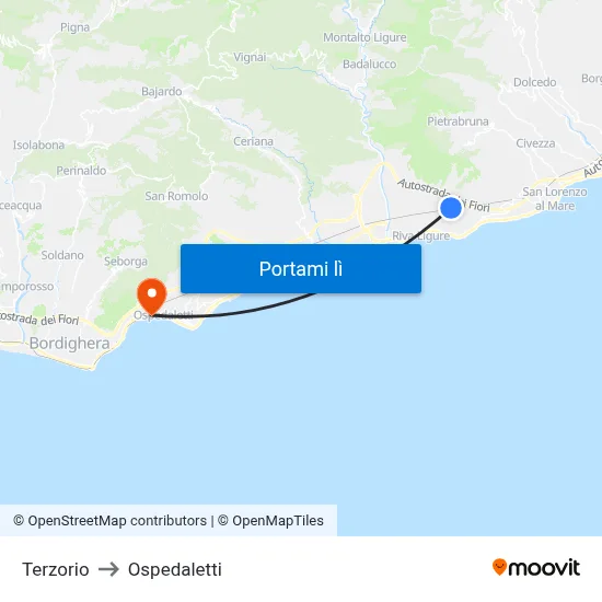 Terzorio to Ospedaletti map
