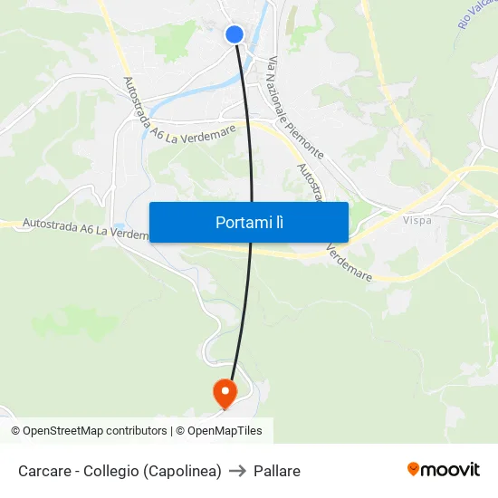 Carcare - Collegio (Capolinea) to Pallare map
