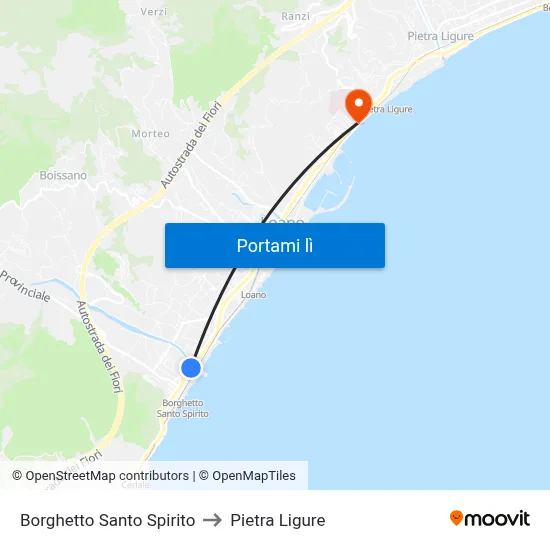 Borghetto Santo Spirito to Pietra Ligure map