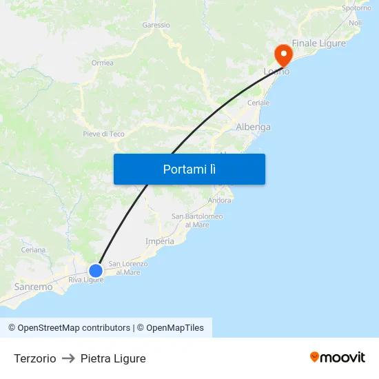 Terzorio to Pietra Ligure map
