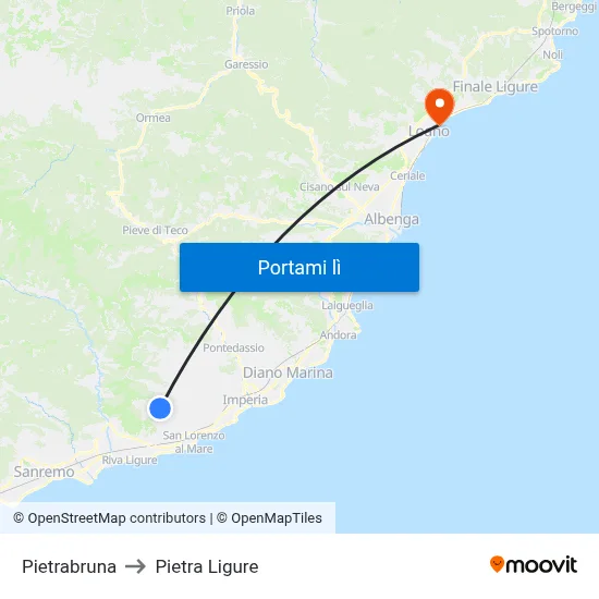 Pietrabruna to Pietra Ligure map