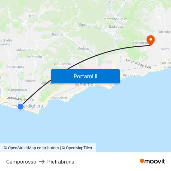 Camporosso to Pietrabruna map