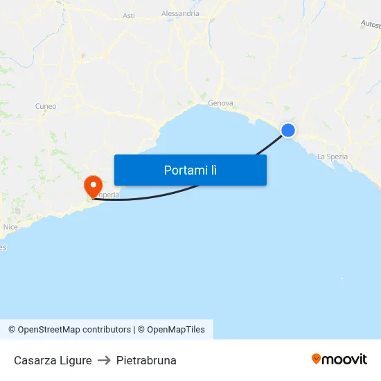Casarza Ligure to Pietrabruna map