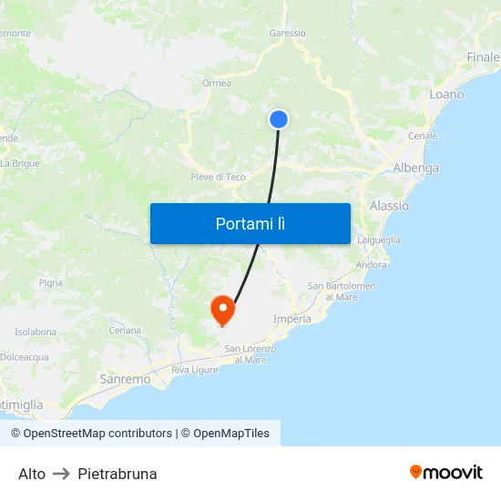 Alto to Pietrabruna map