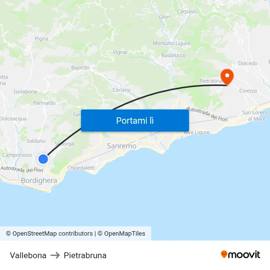 Vallebona to Pietrabruna map