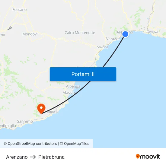 Arenzano to Pietrabruna map