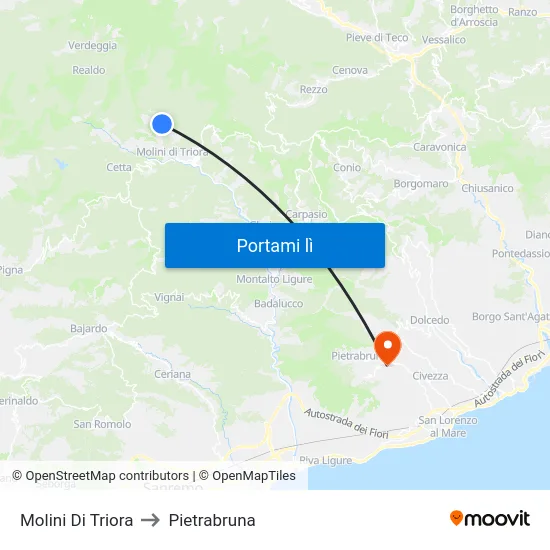 Molini Di Triora to Pietrabruna map