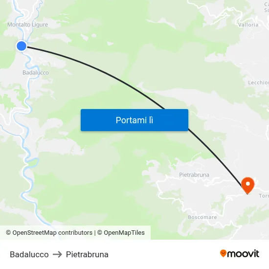 Badalucco to Pietrabruna map