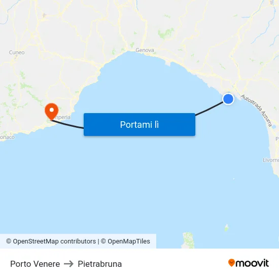 Porto Venere to Pietrabruna map