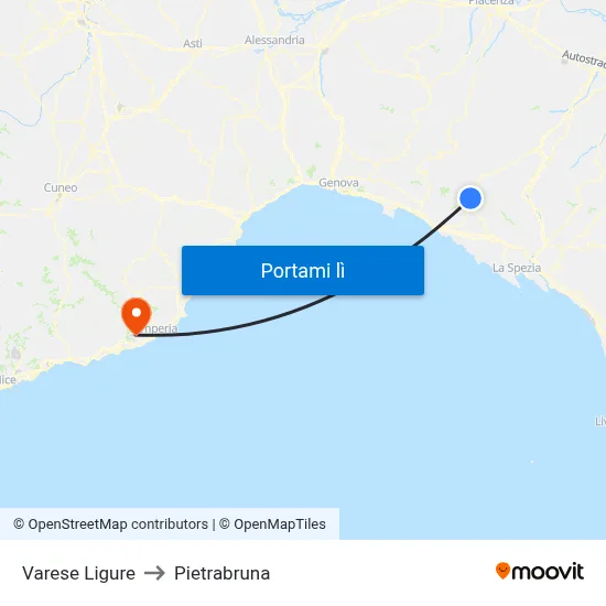 Varese Ligure to Pietrabruna map