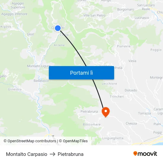 Montalto Carpasio to Pietrabruna map