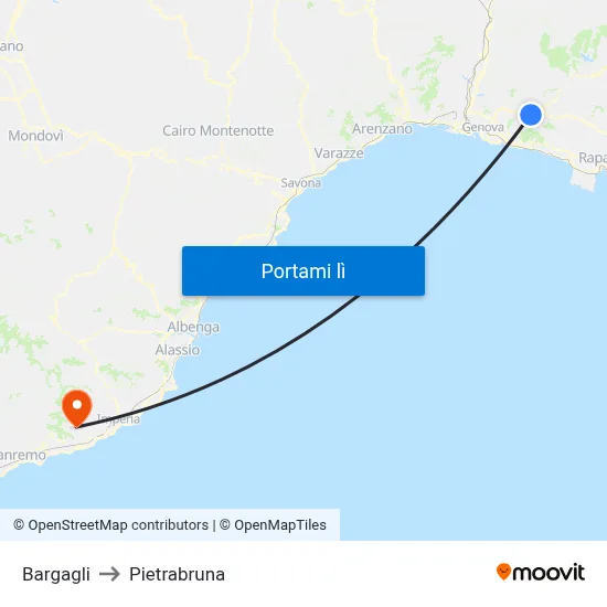 Bargagli to Pietrabruna map