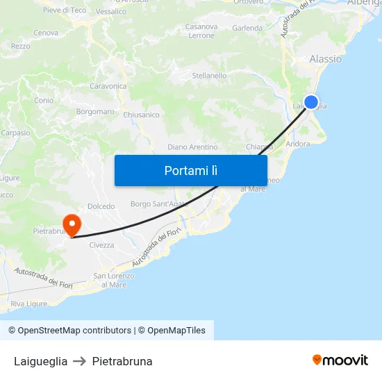 Laigueglia to Pietrabruna map