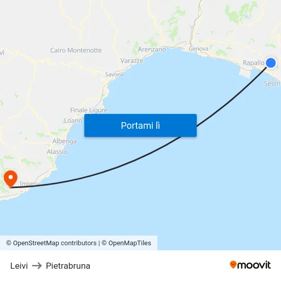 Leivi to Pietrabruna map