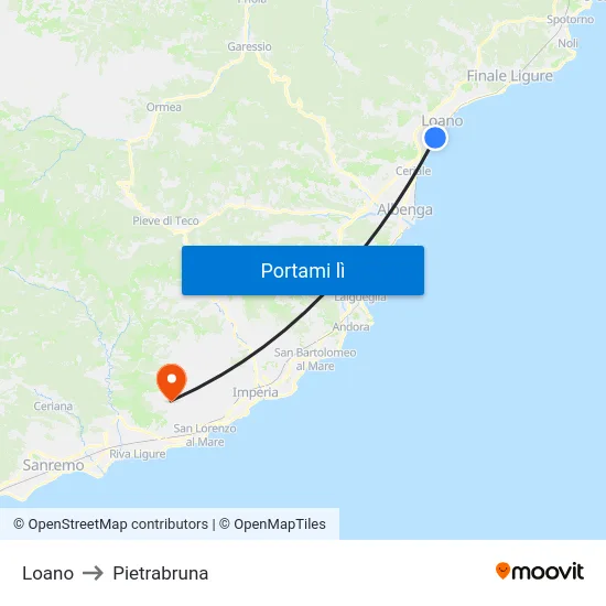 Loano to Pietrabruna map